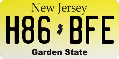 NJ license plate H86BFE