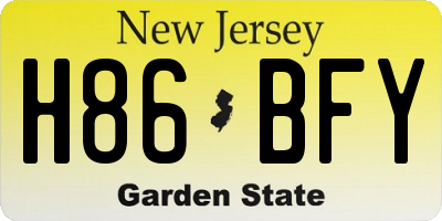 NJ license plate H86BFY