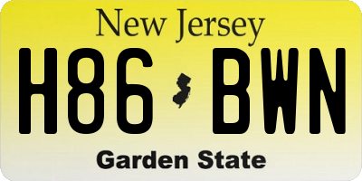 NJ license plate H86BWN