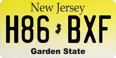 NJ license plate H86BXF
