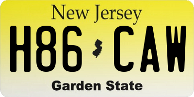 NJ license plate H86CAW