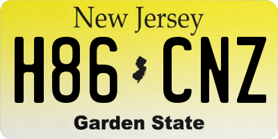 NJ license plate H86CNZ