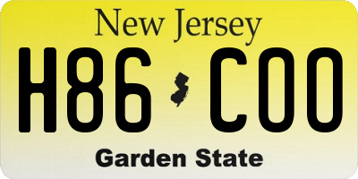 NJ license plate H86COO