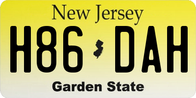 NJ license plate H86DAH