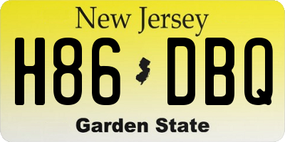 NJ license plate H86DBQ