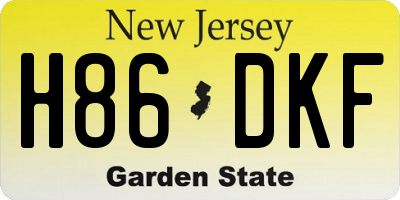 NJ license plate H86DKF