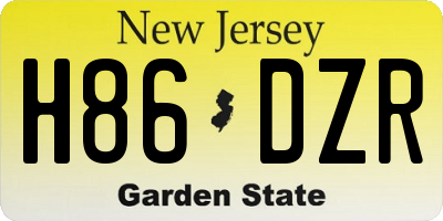NJ license plate H86DZR