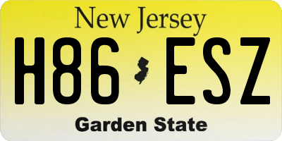 NJ license plate H86ESZ