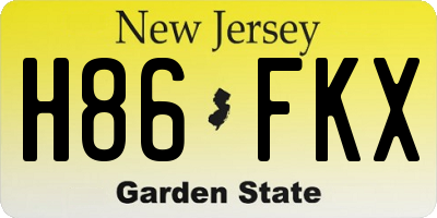 NJ license plate H86FKX
