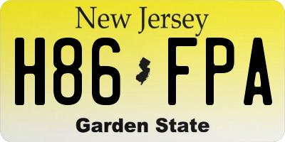 NJ license plate H86FPA