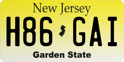 NJ license plate H86GAI