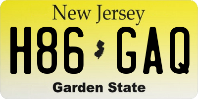 NJ license plate H86GAQ