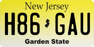 NJ license plate H86GAU