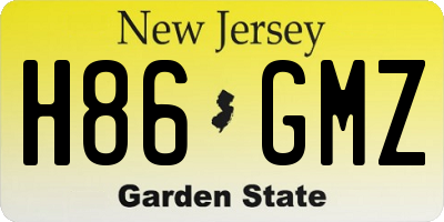 NJ license plate H86GMZ