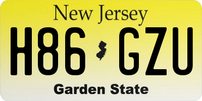 NJ license plate H86GZU