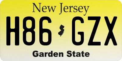 NJ license plate H86GZX