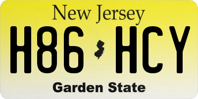 NJ license plate H86HCY