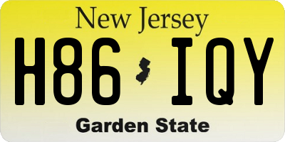NJ license plate H86IQY