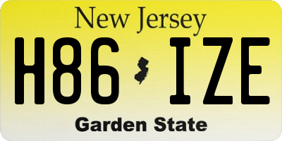 NJ license plate H86IZE