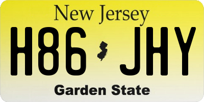 NJ license plate H86JHY