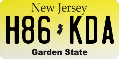 NJ license plate H86KDA