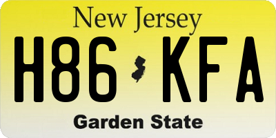 NJ license plate H86KFA