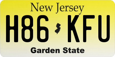 NJ license plate H86KFU