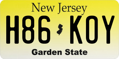 NJ license plate H86KOY