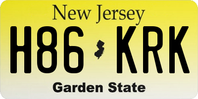 NJ license plate H86KRK