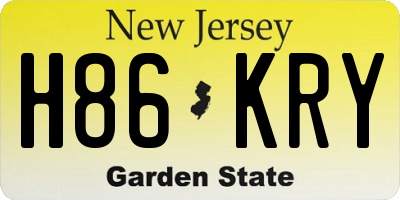 NJ license plate H86KRY