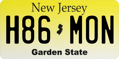NJ license plate H86MON