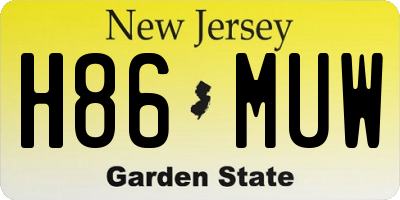 NJ license plate H86MUW