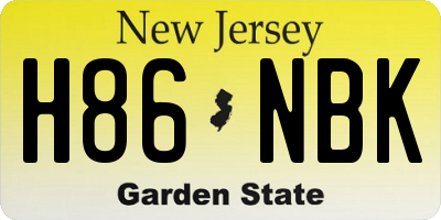 NJ license plate H86NBK