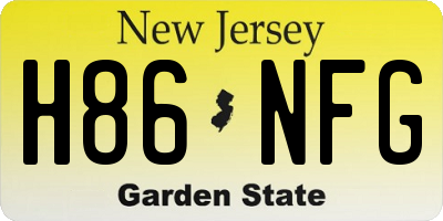 NJ license plate H86NFG