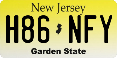 NJ license plate H86NFY