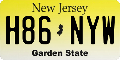 NJ license plate H86NYW