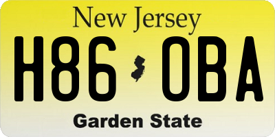 NJ license plate H86OBA