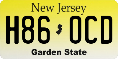NJ license plate H86OCD