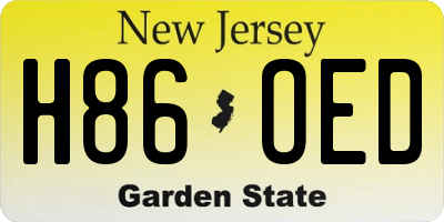 NJ license plate H86OED