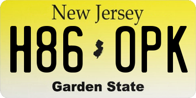 NJ license plate H86OPK