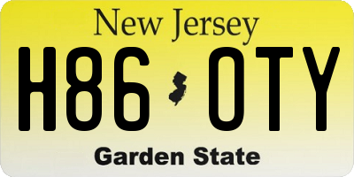 NJ license plate H86OTY