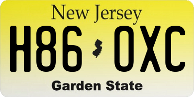 NJ license plate H86OXC