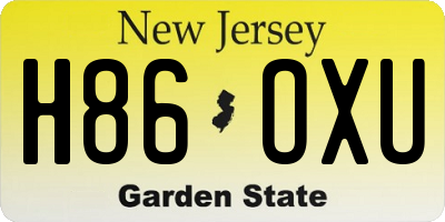 NJ license plate H86OXU