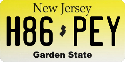 NJ license plate H86PEY