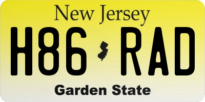 NJ license plate H86RAD
