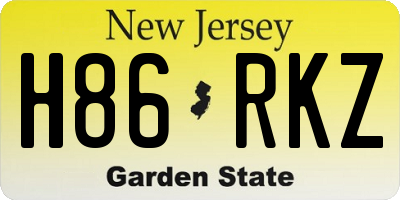 NJ license plate H86RKZ