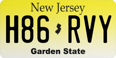 NJ license plate H86RVY