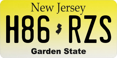 NJ license plate H86RZS