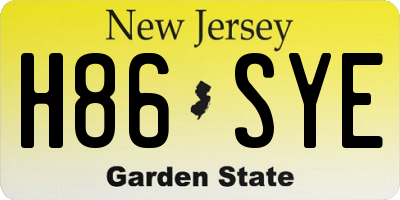 NJ license plate H86SYE