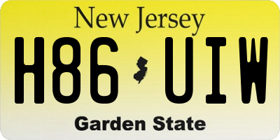 NJ license plate H86UIW